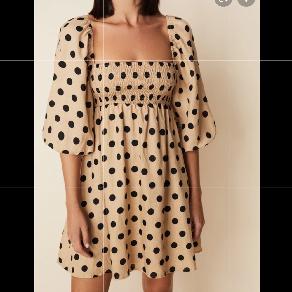 Faithfull The Brand Dallia Mini Dress Emelda Polka Dot Cold Shoulder Babydoll - Picture 12 of 16